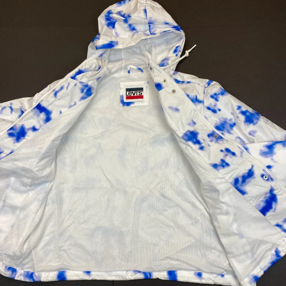 Women's Levi's Lightweight Retro Rain Slicker Jacket - Blue Tie Dye - L - Picture 5 of 7